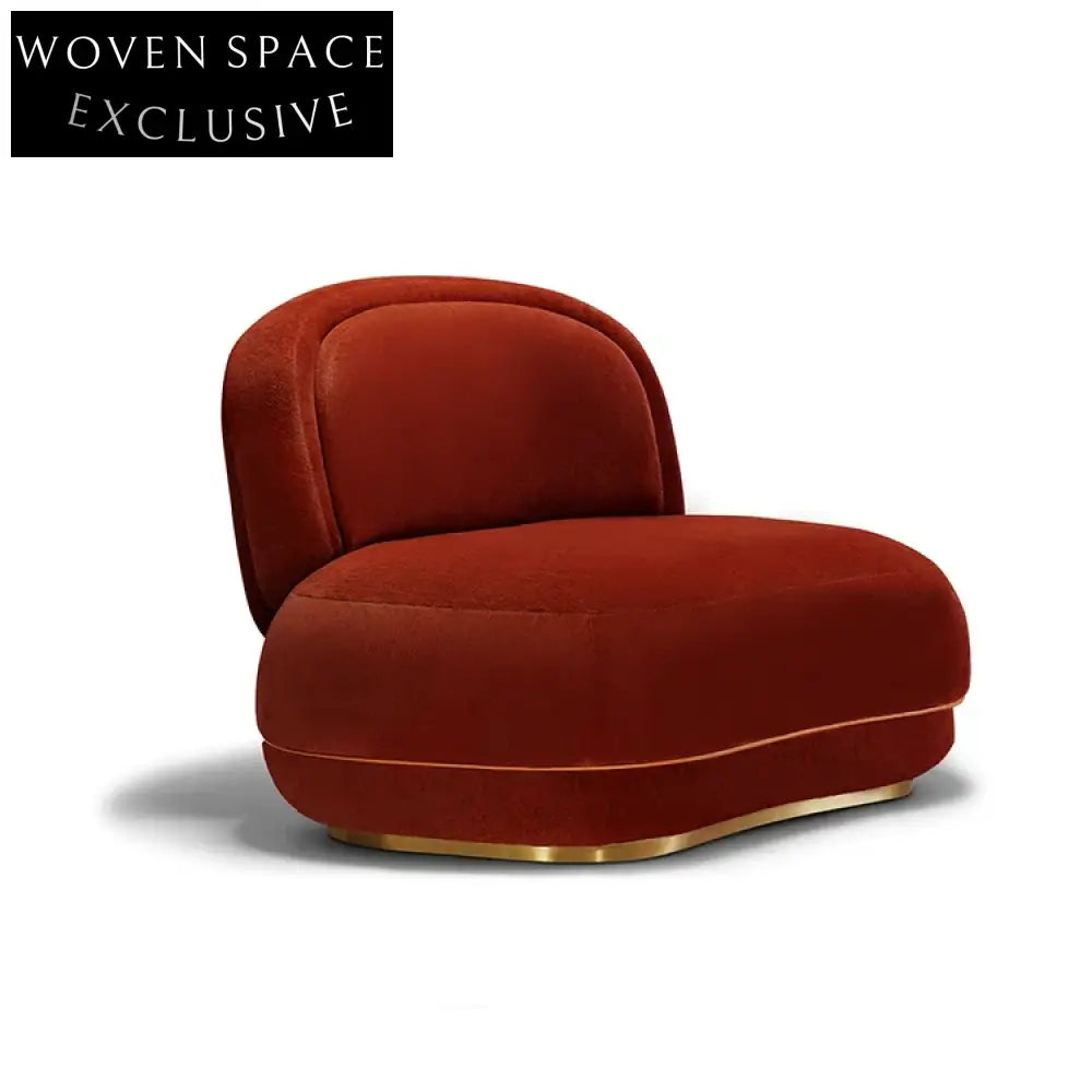 Nordic Modern Leisure Curved Velvet Fabric Single Living Room Sofa