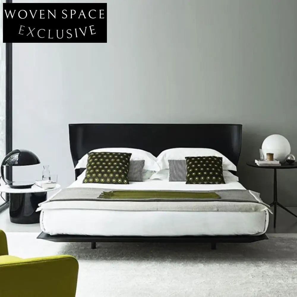 Nordic Modern Light Luxury Italian Leather Platform Bed for Master Bedroom