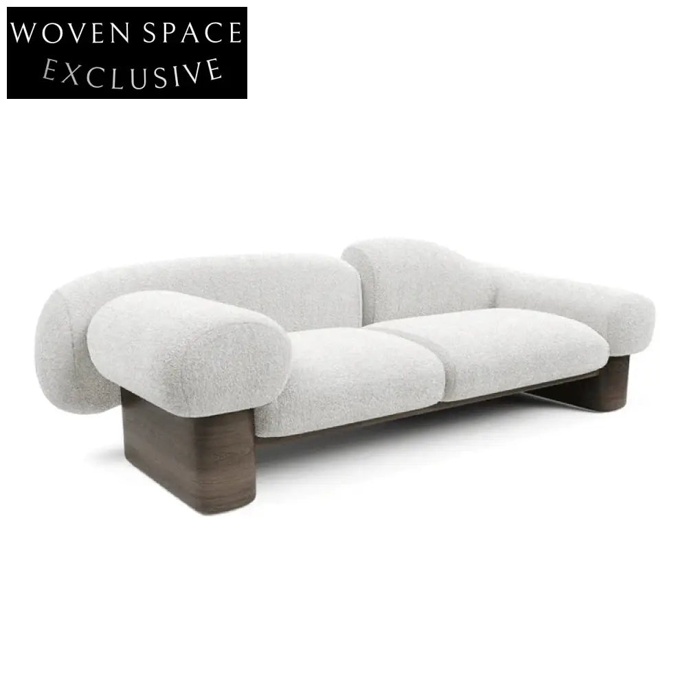 Nordic Modern Living Room Sofa with Solid Wood Base and Fabric Upholstery