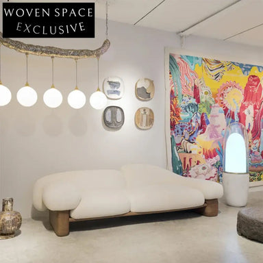 Nordic Modern Living Room Sofa with Solid Wood Base and Fabric Upholstery