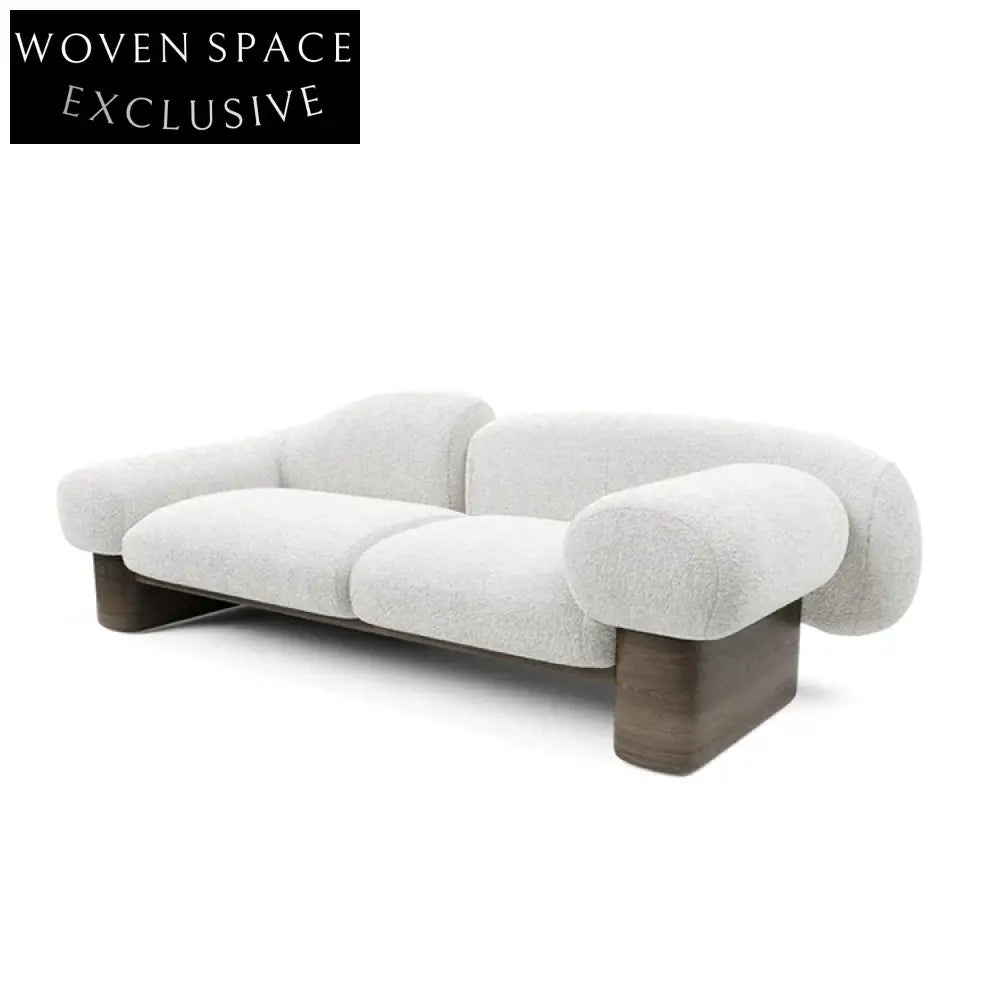 Nordic Modern Living Room Sofa with Solid Wood Base and Fabric Upholstery