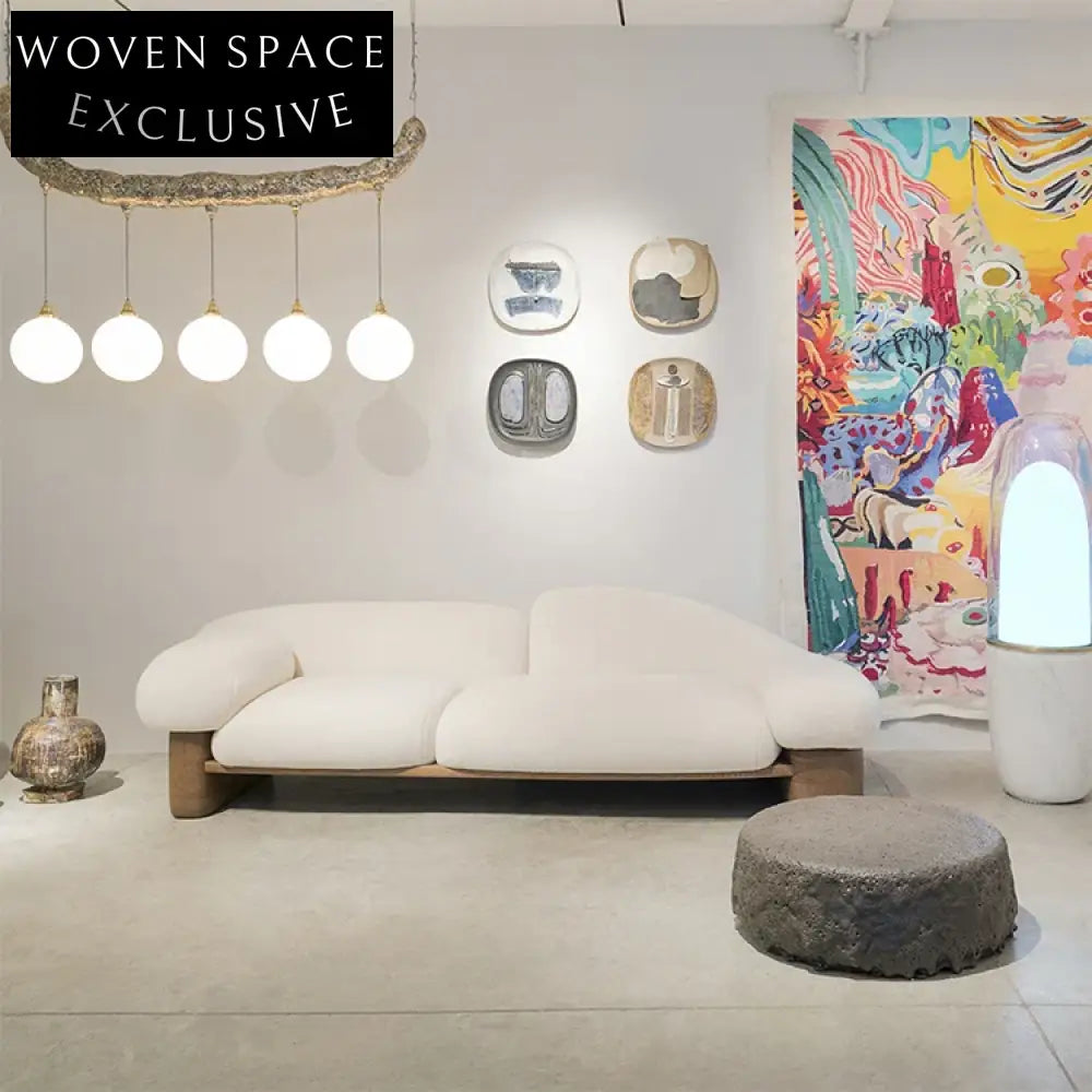 Nordic Modern Living Room Sofa with Solid Wood Base and Fabric Upholstery