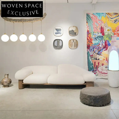 Nordic Modern Living Room Sofa with Solid Wood Base and Fabric Upholstery