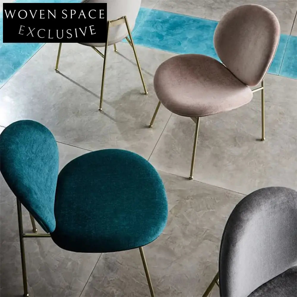 Nordic Modern Luxury Fabric Dining Chair with Metal Legs - Beetle Style