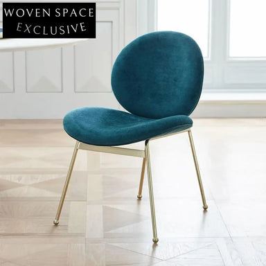 Nordic Modern Luxury Fabric Dining Chair with Metal Legs - Beetle Style