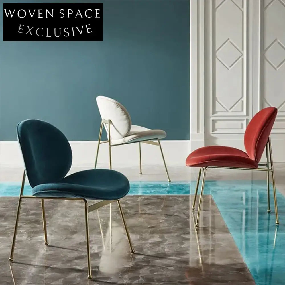 Nordic Modern Luxury Fabric Dining Chair with Metal Legs - Beetle Style