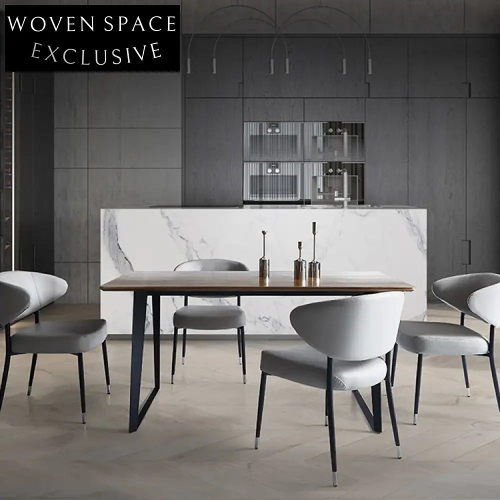 Nordic Modern Luxury Stainless Steel Dining Chair with Leather Seat for Home