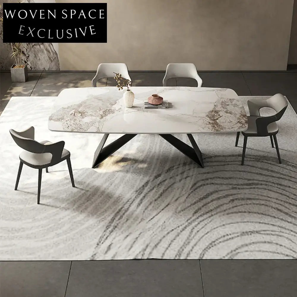 Nordic Modern Marble Slate Top 6-10 Seater X-Leg Dining Table