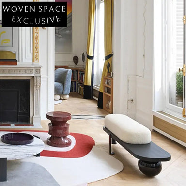 Nordic Modern Metal Base Wood Seat Fabric Upholstered Living Room Bench