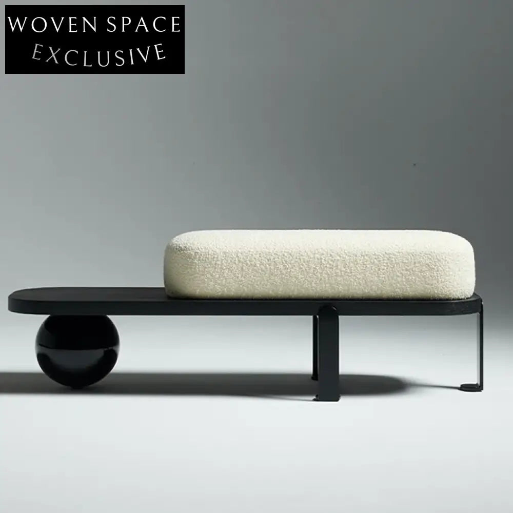 Nordic Modern Metal Base Wood Seat Fabric Upholstered Living Room Bench