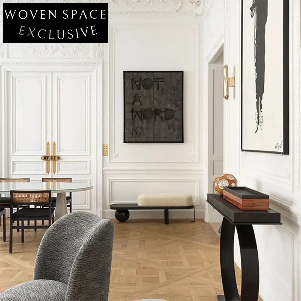 Nordic Modern Metal Base Wood Seat Fabric Upholstered Living Room Bench