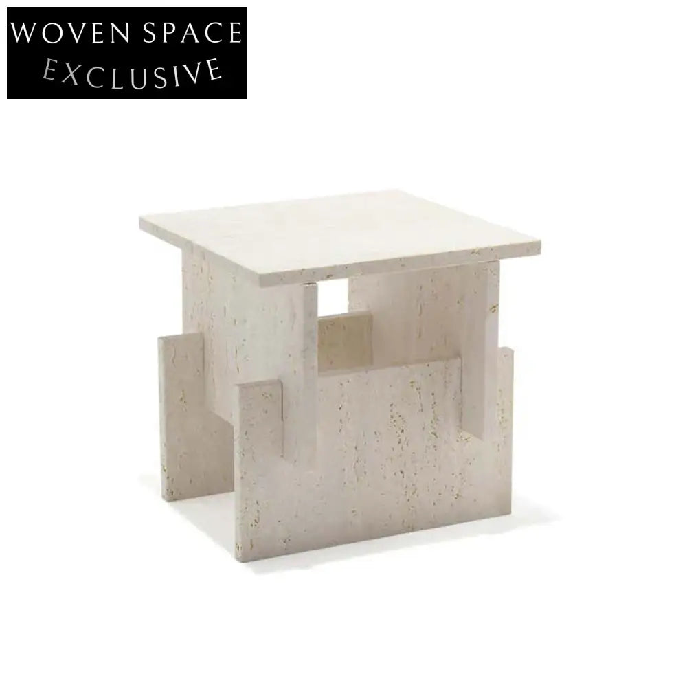 Nordic Modern Natural Travertine Coffee Table with Square Top for Living Room