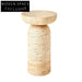 Nordic Modern Natural Travertine Stone Round Side Table for Living Room