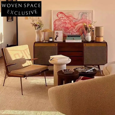 Nordic Modern Natural Travertine Stone Round Side Table for Living Room