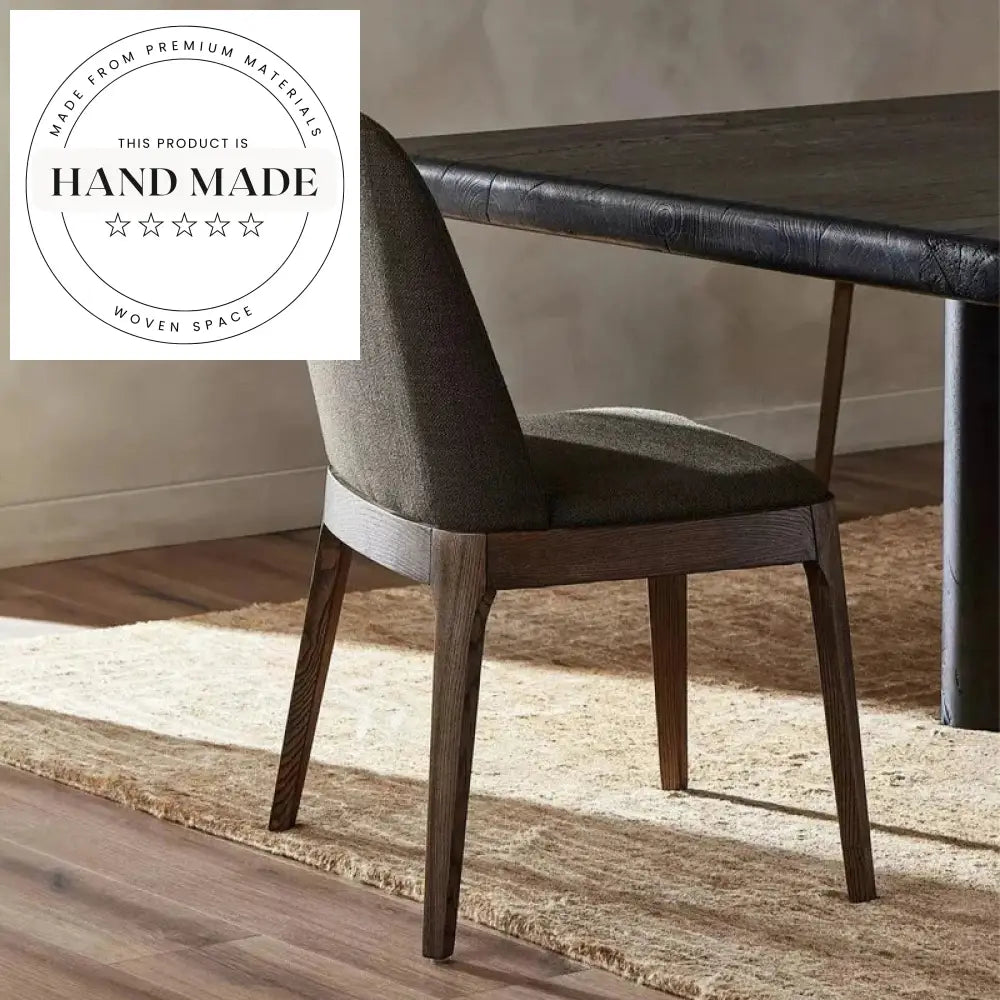 Nordic Modern Oak Wood Dining Chair with Upholstered Fabric Seat