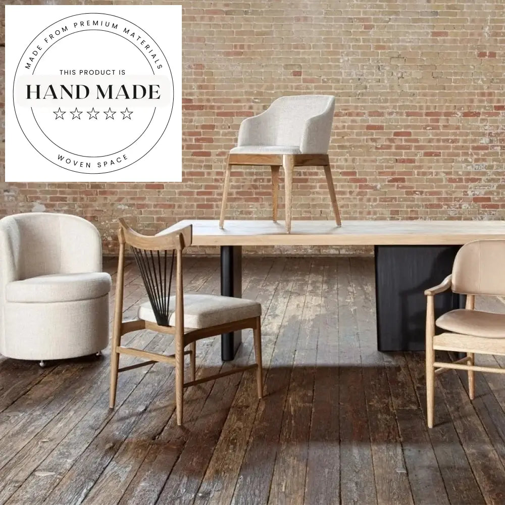 Nordic Modern Oak Wood Dining Chair with Upholstered Fabric Seat