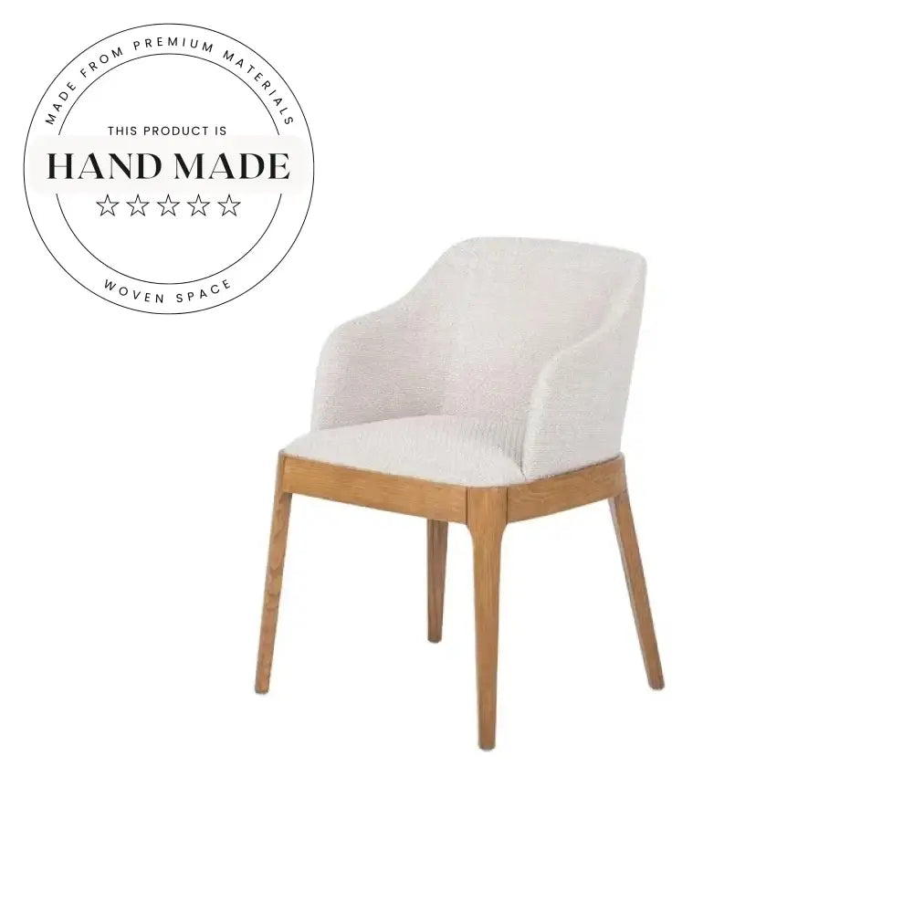 Nordic Modern Oak Wood Dining Chair with Upholstered Fabric Seat