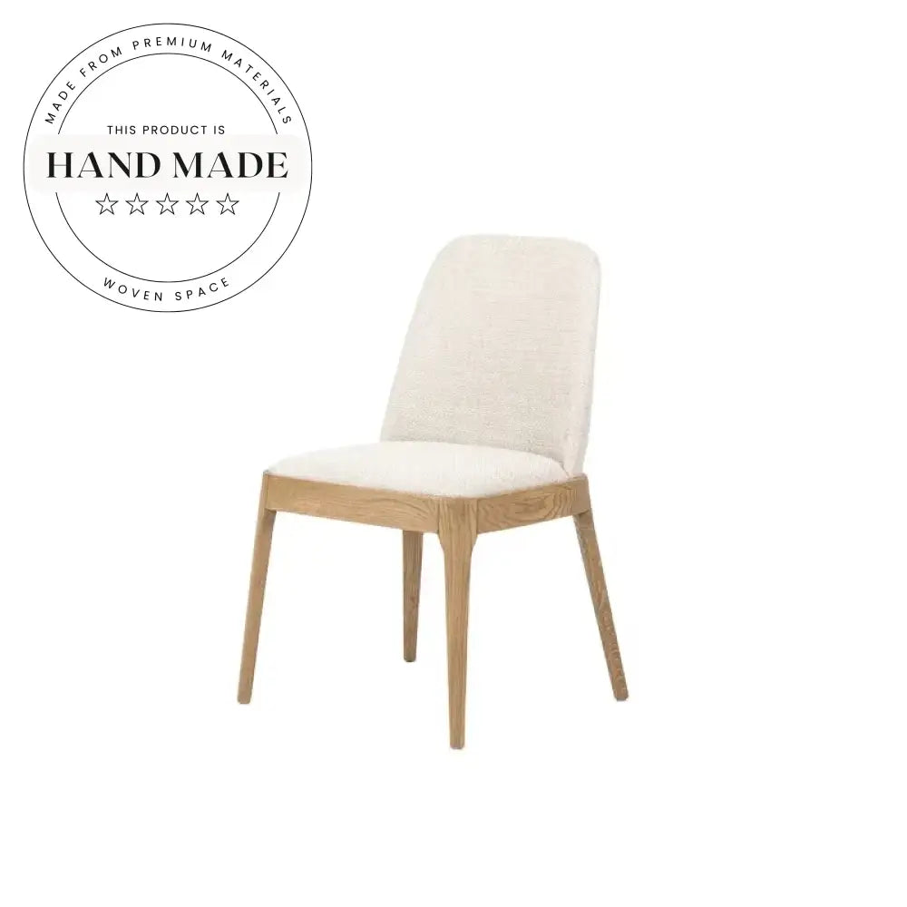 Nordic Modern Oak Wood Dining Chair with Upholstered Fabric Seat