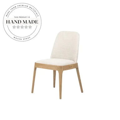 Nordic Modern Oak Wood Dining Chair with Upholstered Fabric Seat