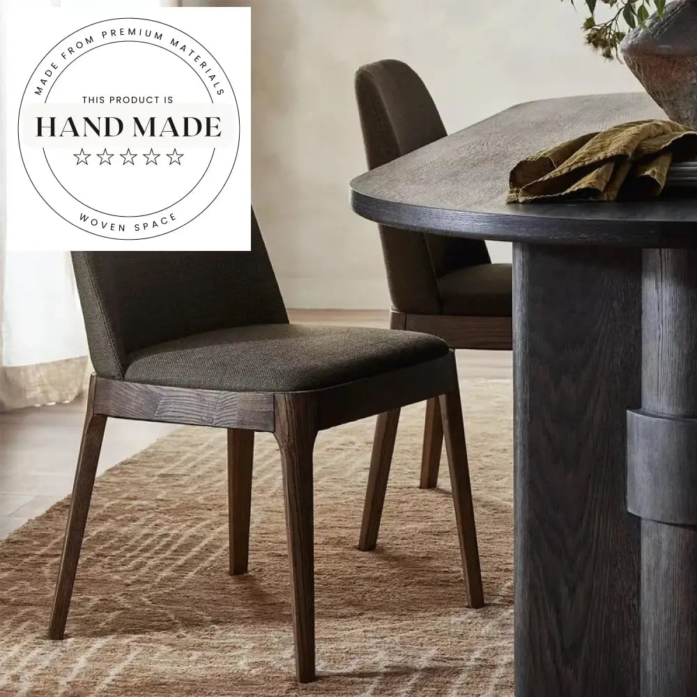 Nordic Modern Oak Wood Dining Chair with Upholstered Fabric Seat