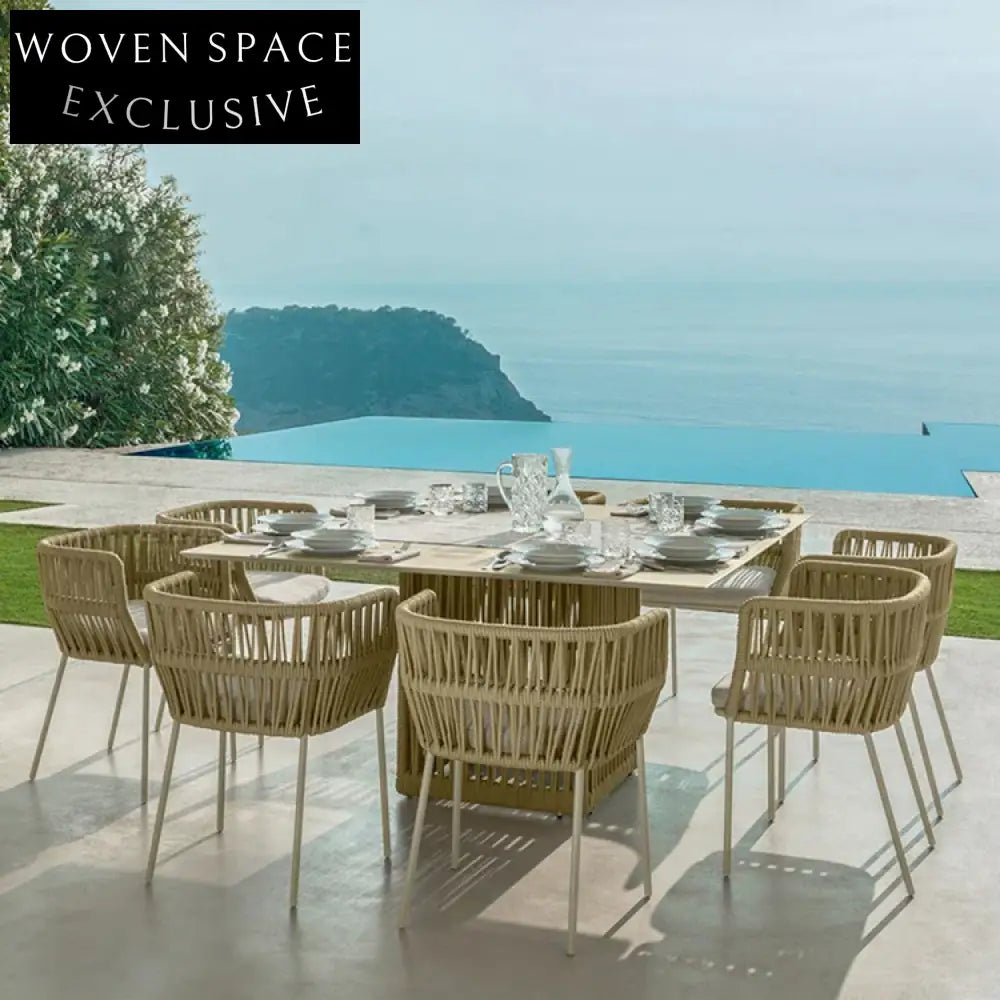 Nordic Modern Outdoor Rope Dining Set for Patio and Courtyard