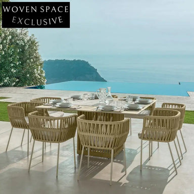 Nordic Modern Outdoor Rope Dining Set for Patio and Courtyard