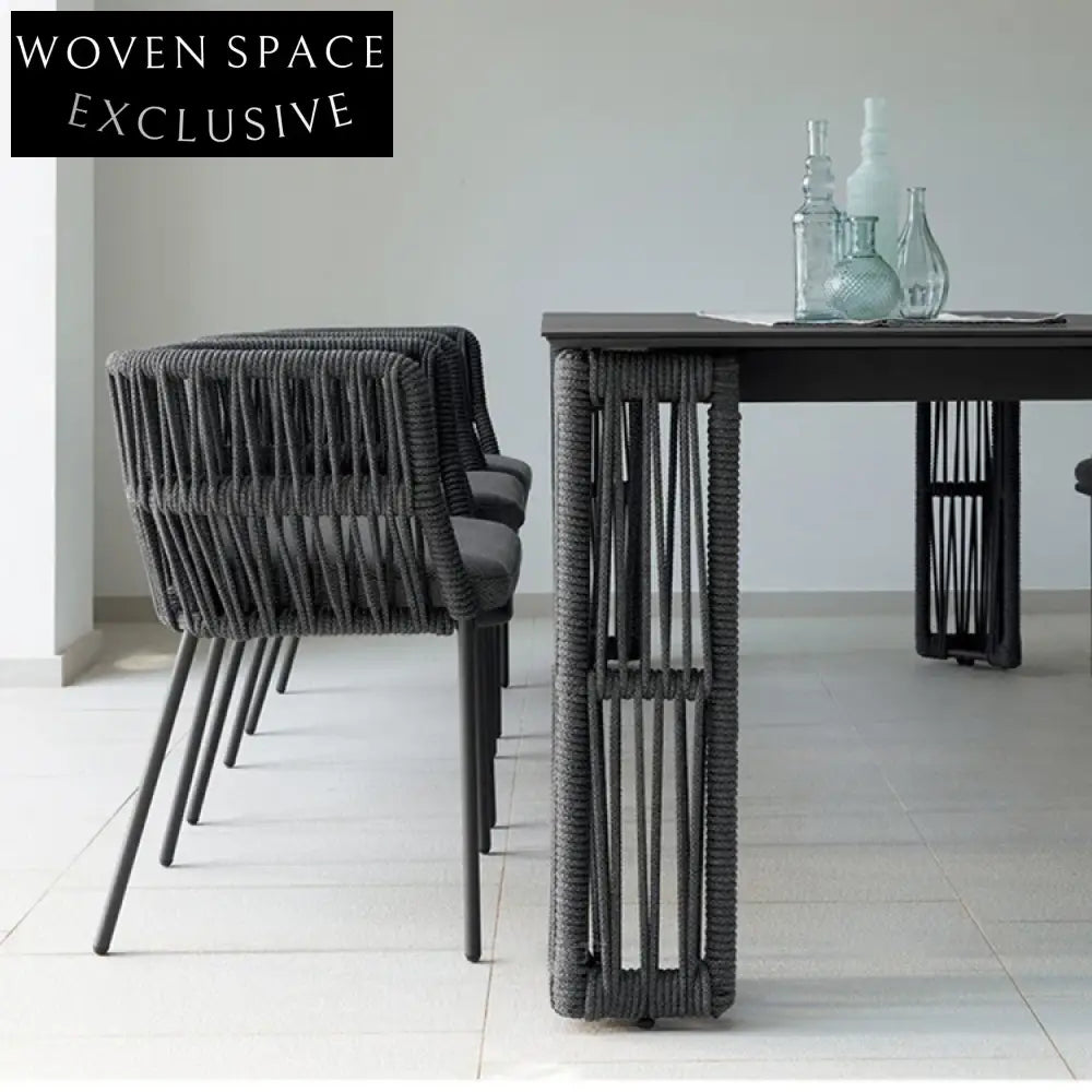 Nordic Modern Outdoor Rope Dining Set for Patio and Courtyard