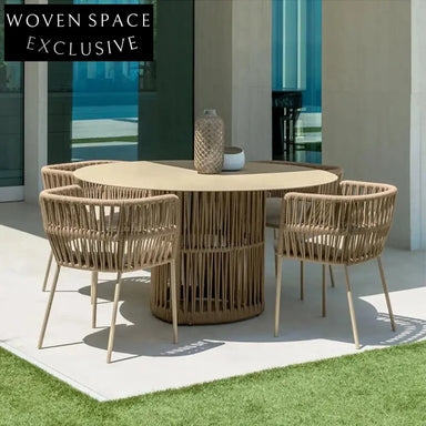Nordic Modern Outdoor Rope Dining Set for Patio and Courtyard