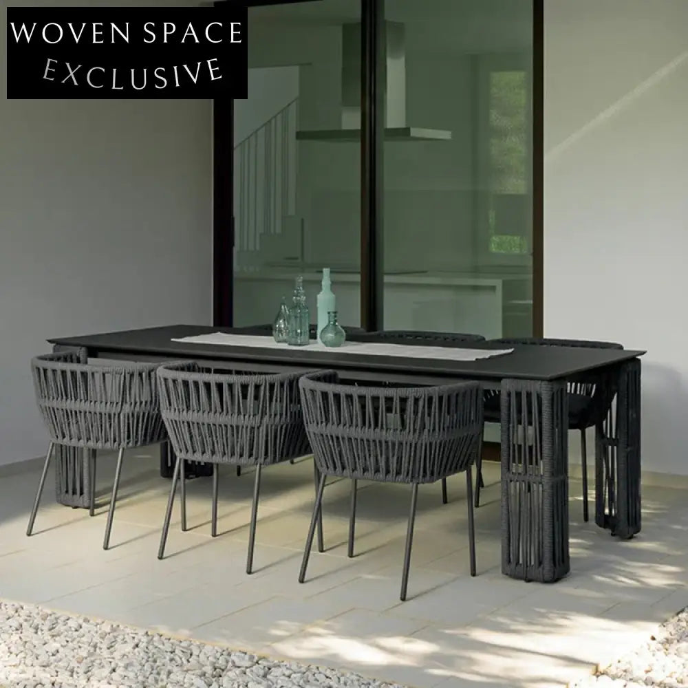 Nordic Modern Outdoor Rope Dining Set for Patio and Courtyard