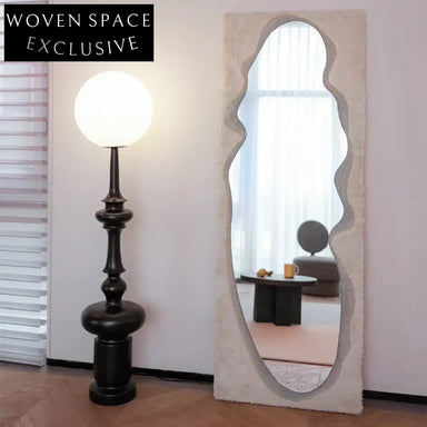 Nordic Modern Rectangle Full-Length Floor Mirror with Teddy Fabric Frame