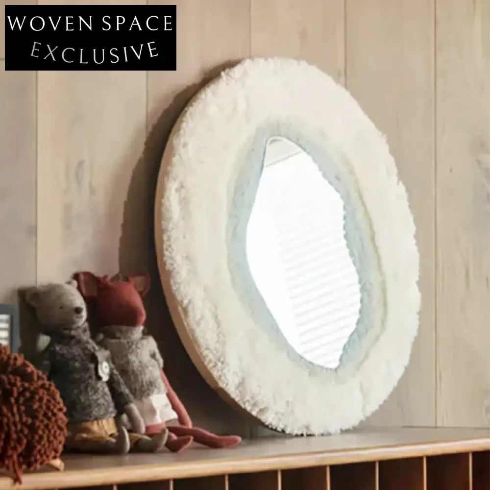 Nordic Modern Rectangle Full-Length Floor Mirror with Teddy Fabric Frame