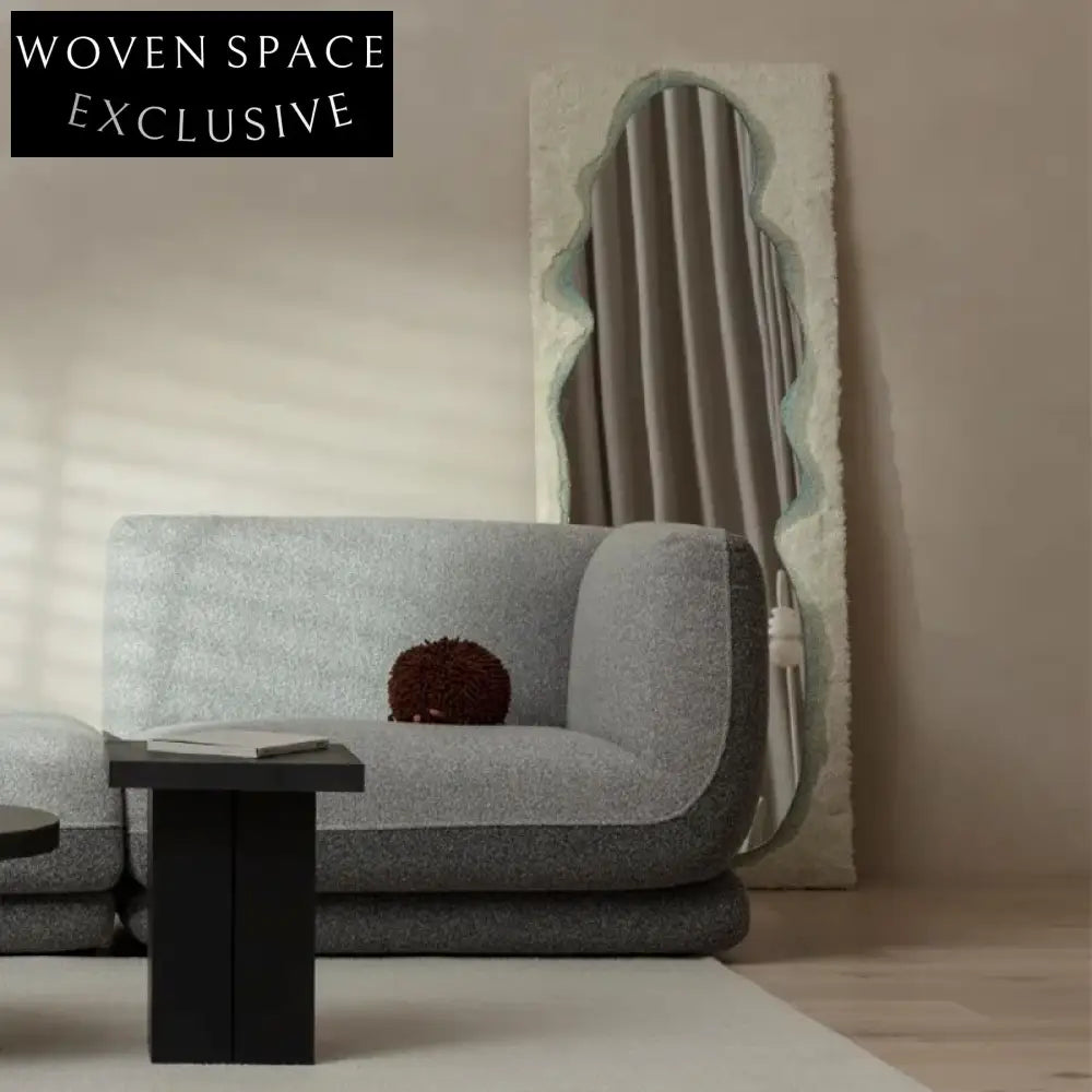 Nordic Modern Rectangle Full-Length Floor Mirror with Teddy Fabric Frame