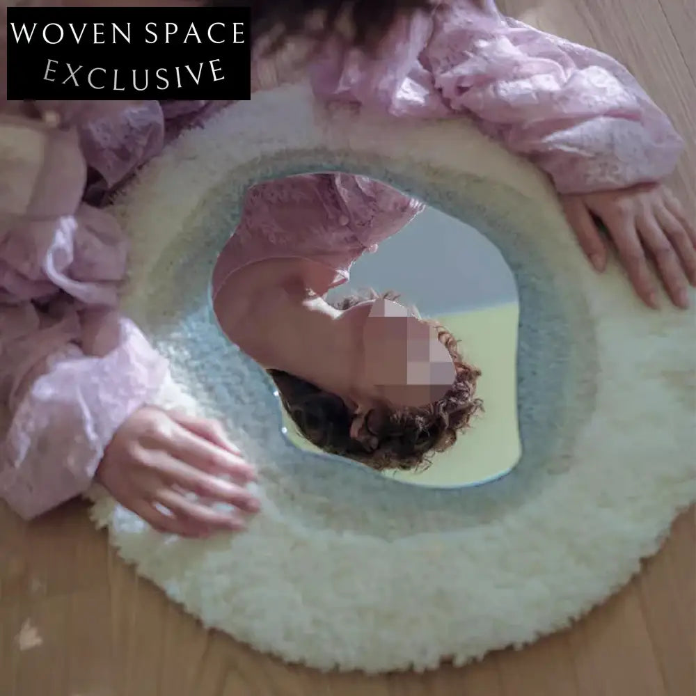 Nordic Modern Rectangle Full-Length Floor Mirror with Teddy Fabric Frame