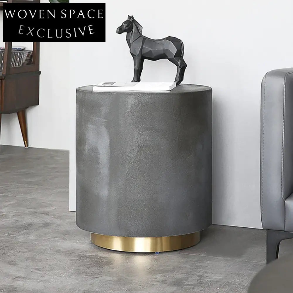 Nordic Modern Round Cement Gray Coffee Table for Living Room Decor