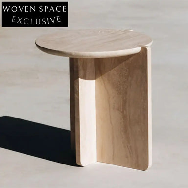 Nordic Modern Round Natural Travertine Stone Coffee Table for Living Room