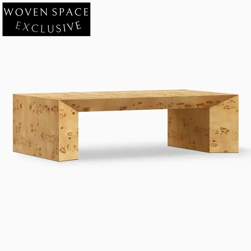 Nordic Modern Solid Wood Burl Veneer Square Living Room Coffee Table