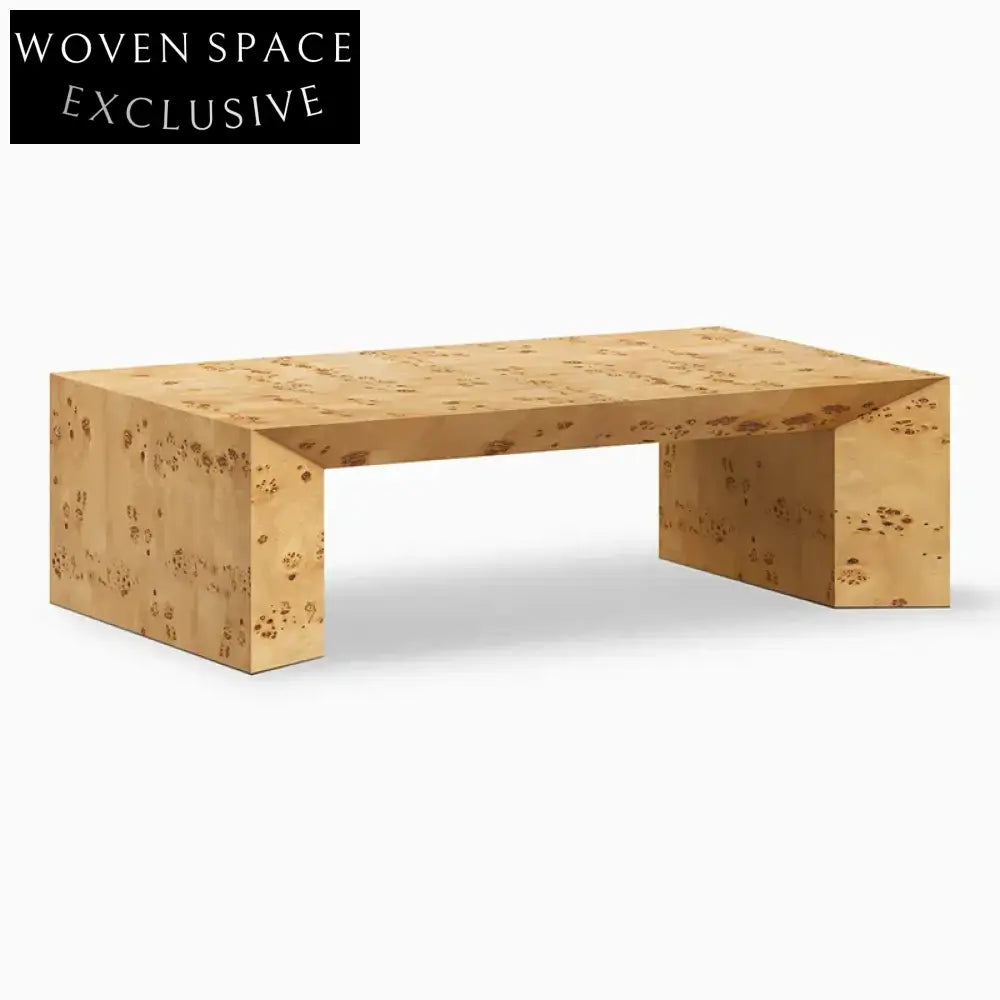Nordic Modern Solid Wood Burl Veneer Square Living Room Coffee Table