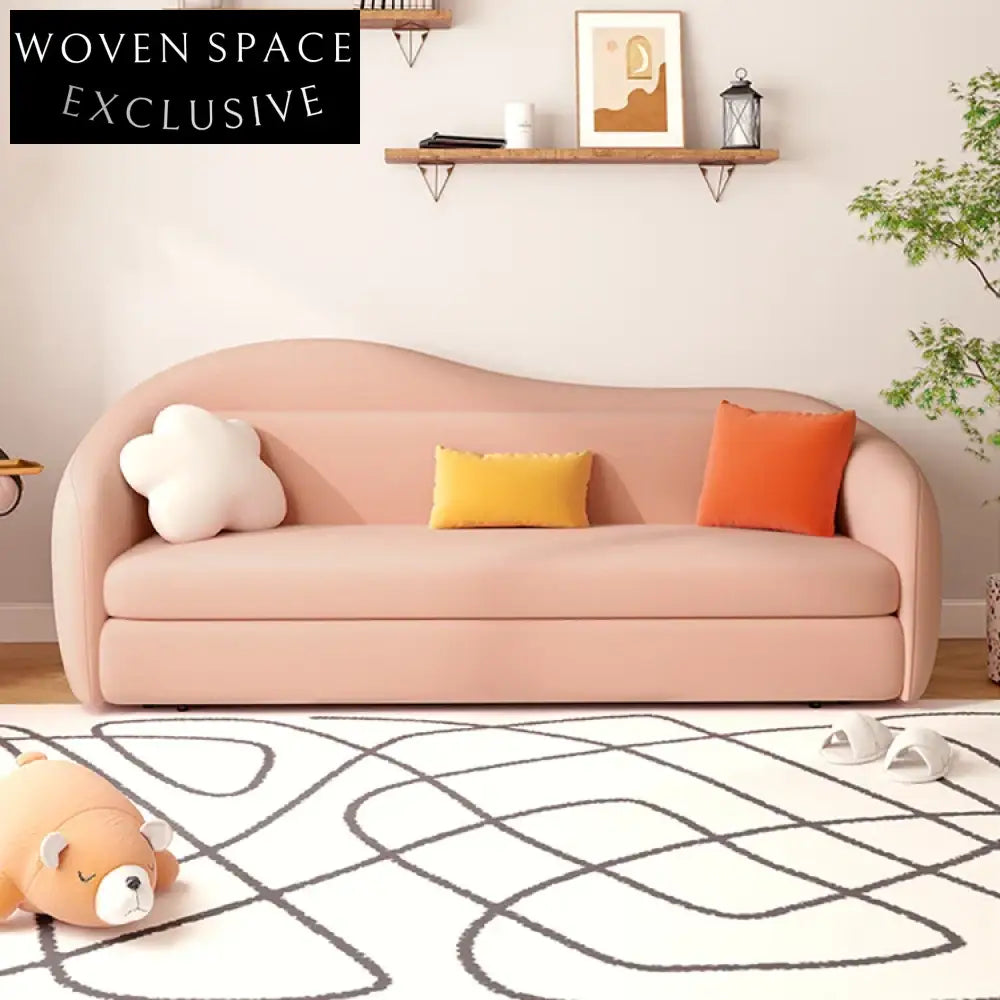 Nordic Modern Solid Wood Frame Fabric Folding Convertible Sleeper Sofa Bed