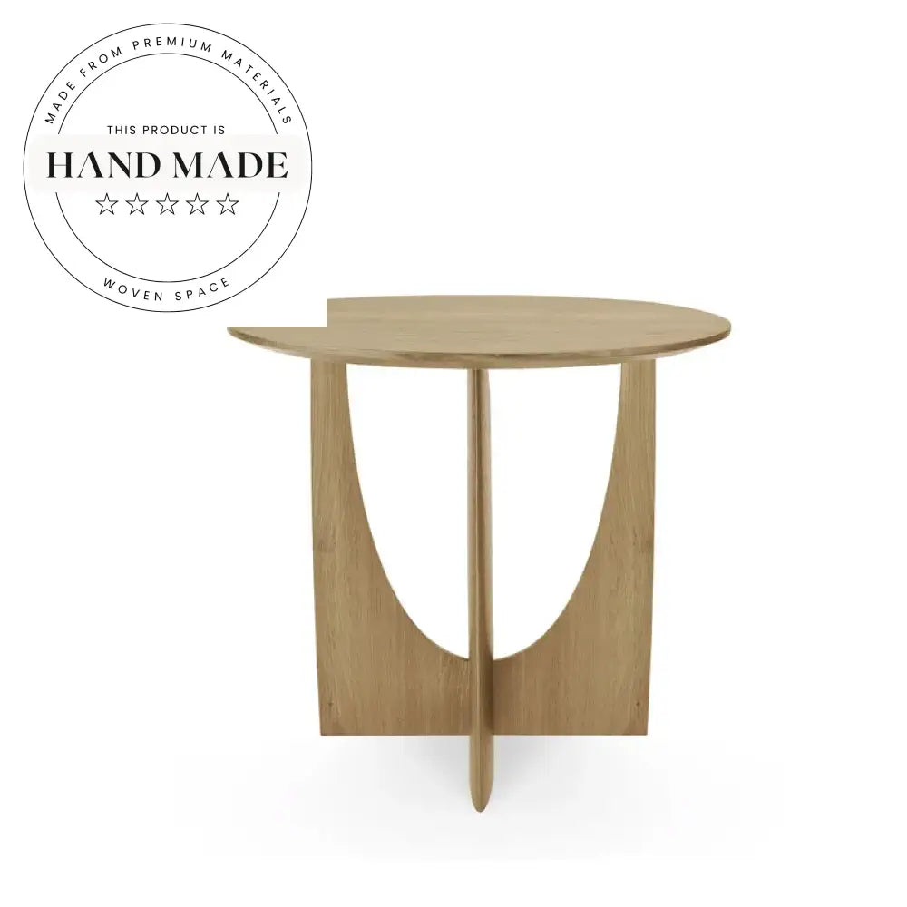 Nordic Modern Solid Wood Geometric Pedestal 50cm Round Side Table