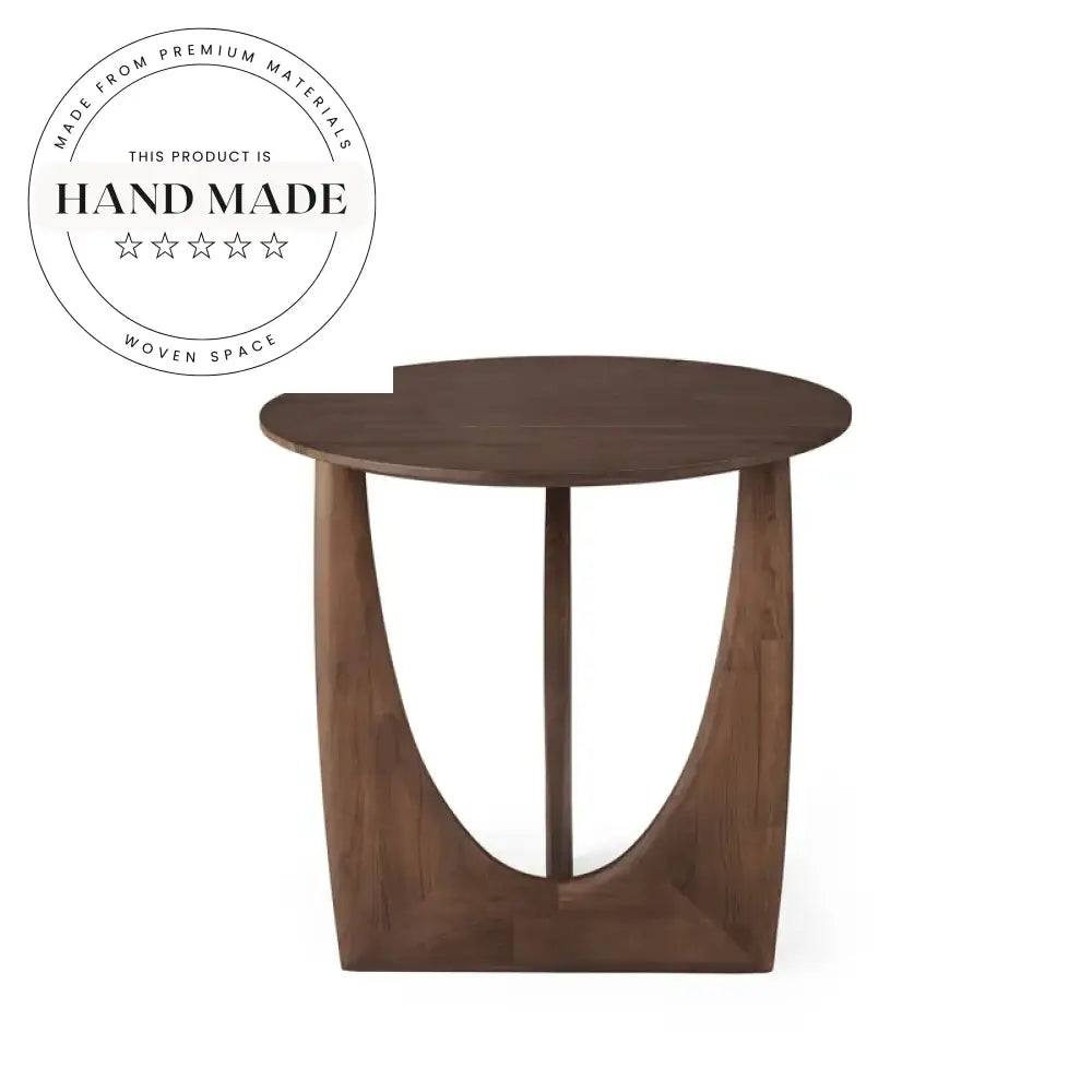 Nordic Modern Solid Wood Geometric Pedestal 50cm Round Side Table