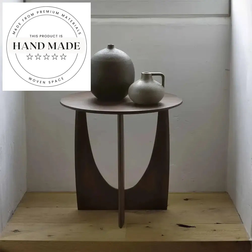 Nordic Modern Solid Wood Geometric Pedestal 50cm Round Side Table