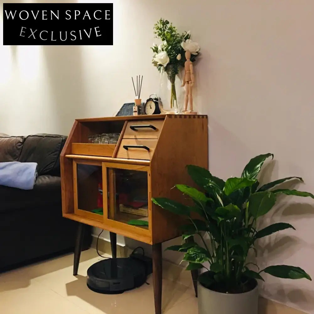 Nordic Modern Solid Wood Side Tea Cabinet for Living Room Storage