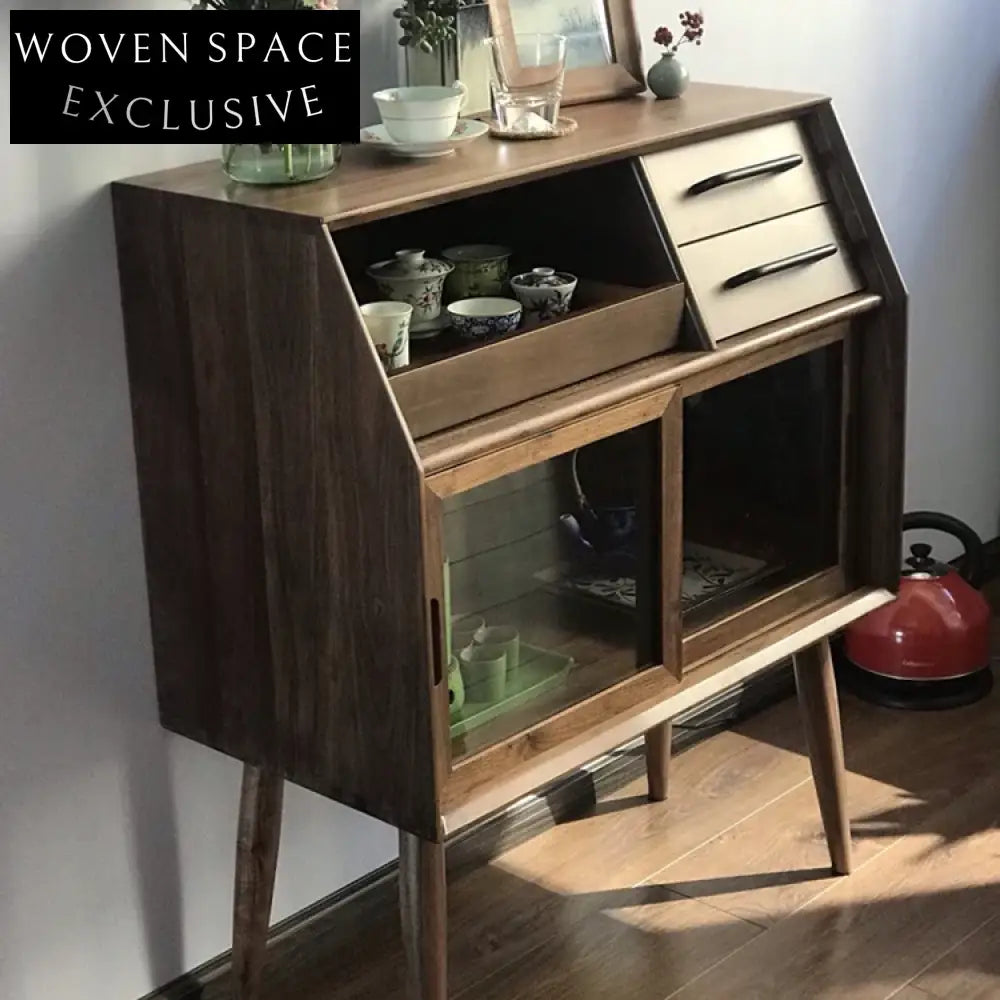 Nordic Modern Solid Wood Side Tea Cabinet for Living Room Storage