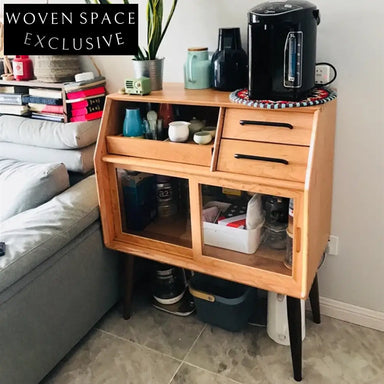 Nordic Modern Solid Wood Side Tea Cabinet for Living Room Storage