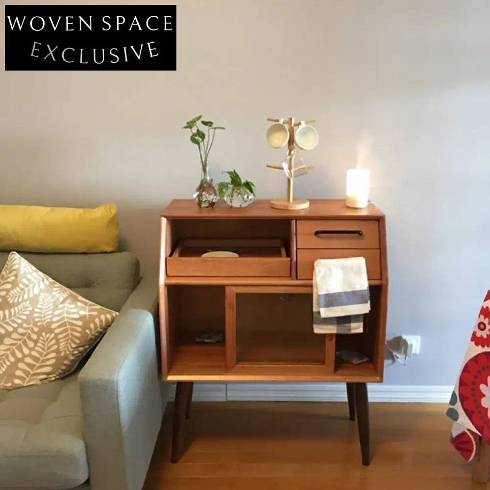 Nordic Modern Solid Wood Side Tea Cabinet for Living Room Storage