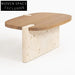 Nordic Modern Solid Wood Top Travertine Base Living Room Accent Coffee Table