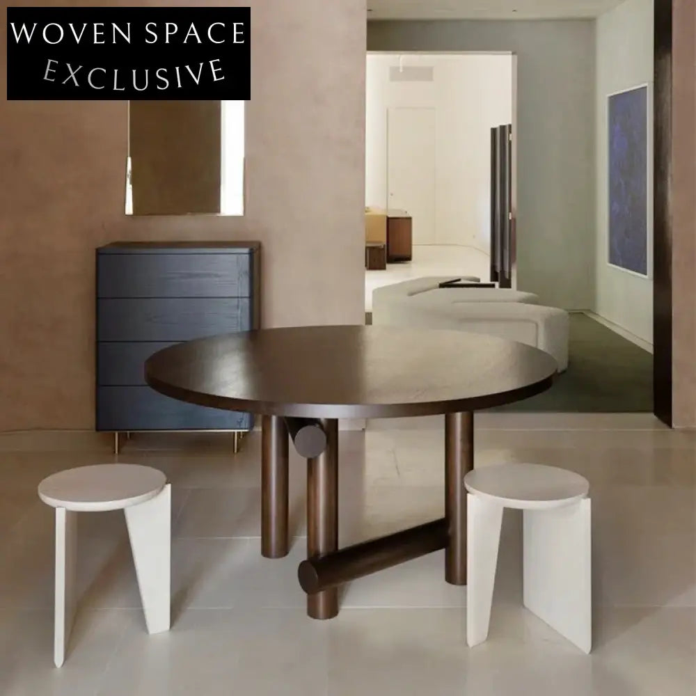 Nordic Modern Stainless Steel Frame Wood Top Rectangle Round Dining Table for Home