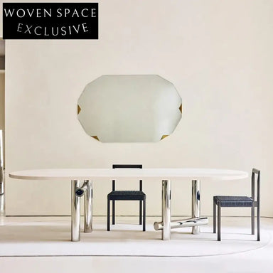 Nordic Modern Stainless Steel Frame Wood Top Rectangle Round Dining Table for Home