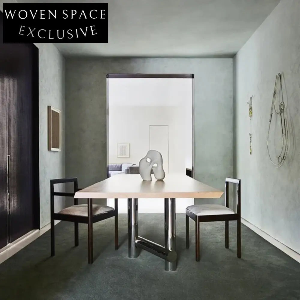 Nordic Modern Stainless Steel Frame Wood Top Rectangle Round Dining Table for Home