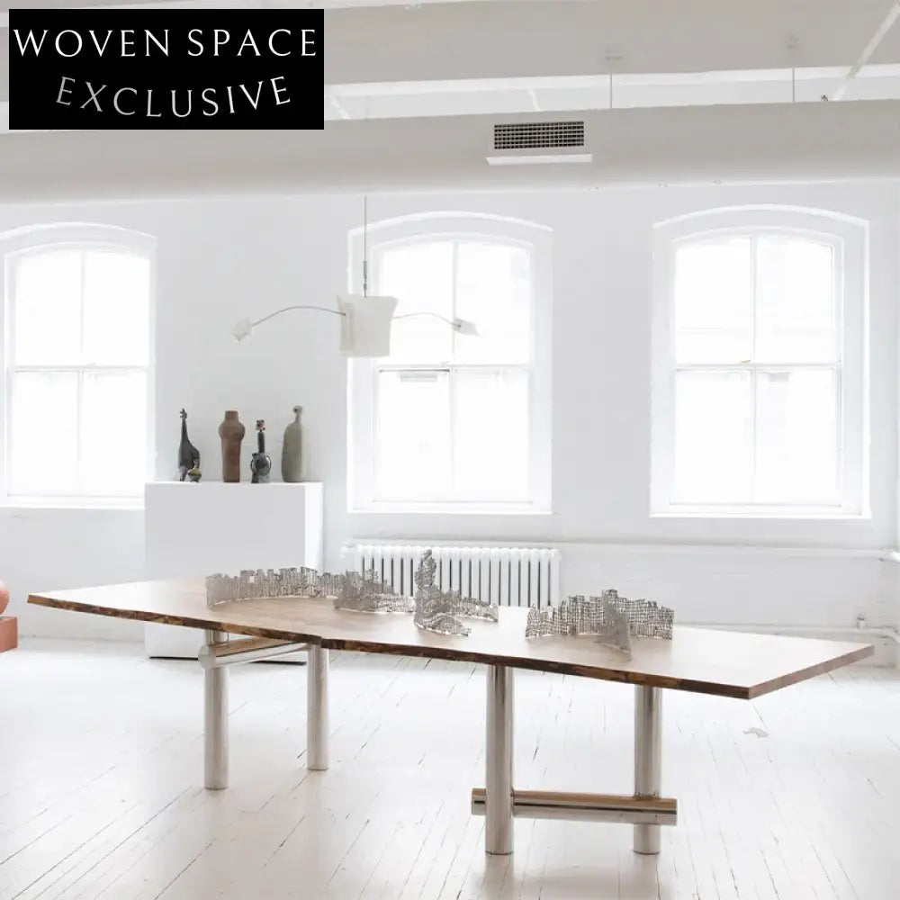 Nordic Modern Stainless Steel Frame Wood Top Rectangle Round Dining Table for Home